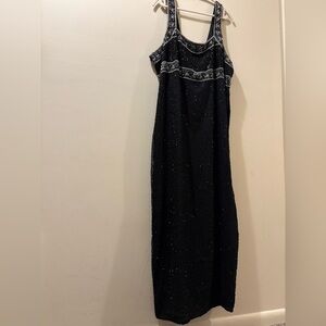 Scala NWT women’s 2X -Elegant Black Sleeveless Dress - silk -beaded - sleeveless